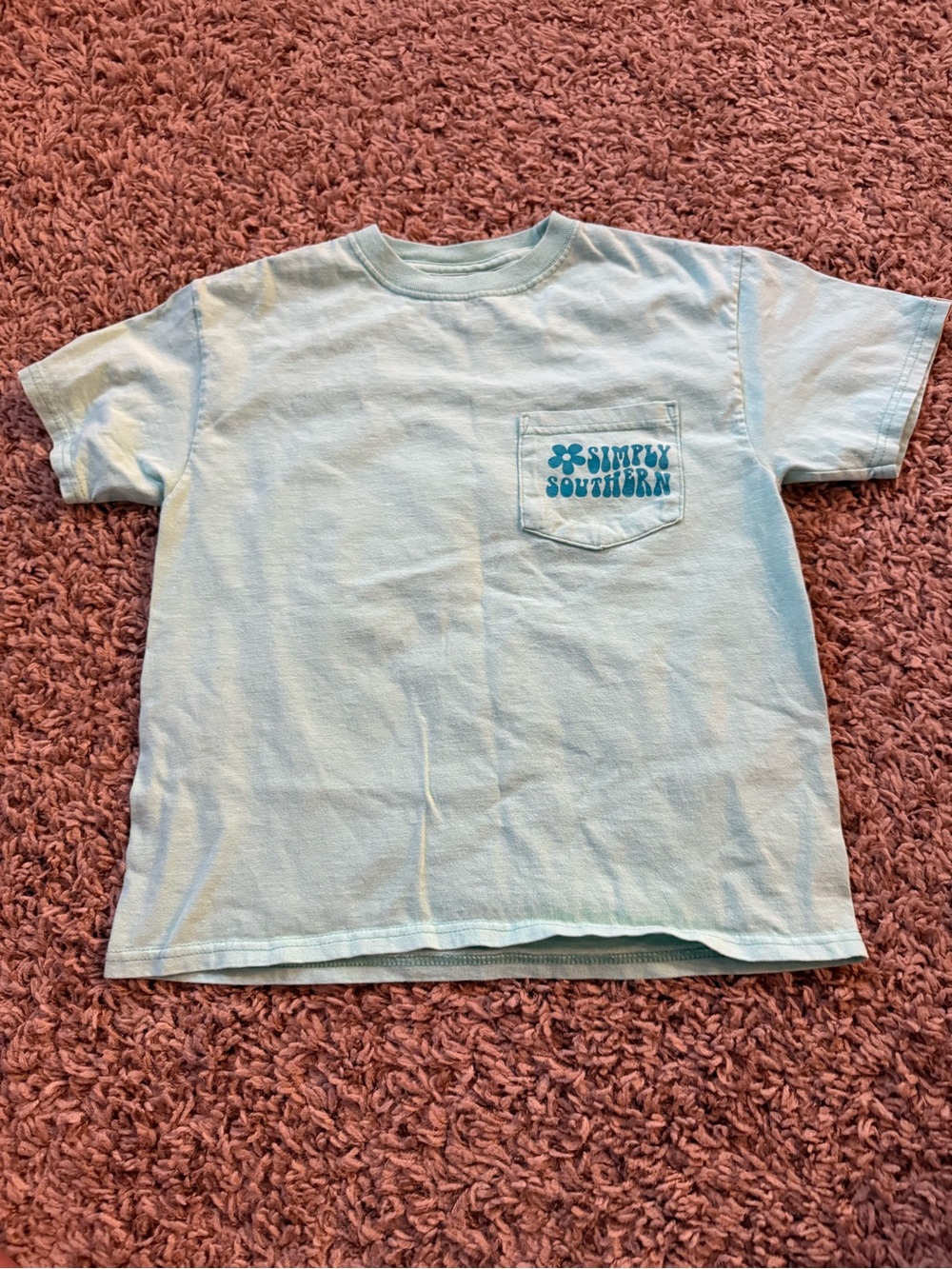 Simply Southern Light Blue Kids Pocket Tee with Logo